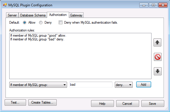 MySQL Authentication Configuration