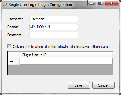Single User Plugin Configuration